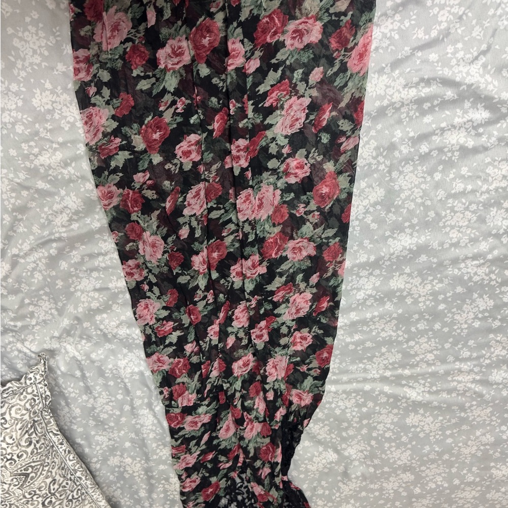 Cecico Floral Swim Coverup in Black and Pink